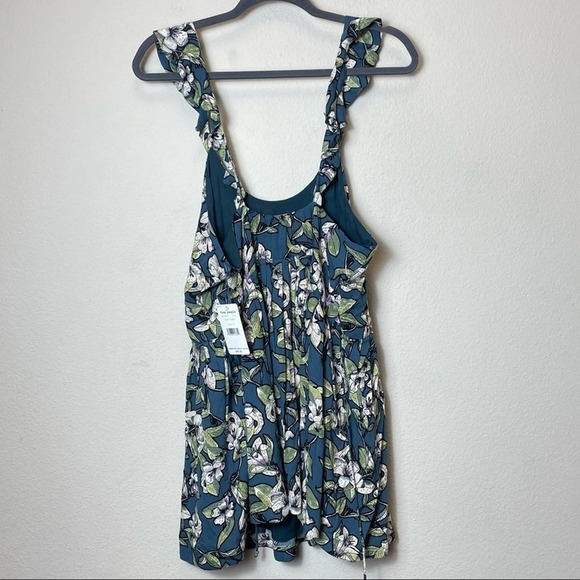 Free People Teal Floral Slip Pleated Mini Dress Size Small NWT - Picture 7 of 8
